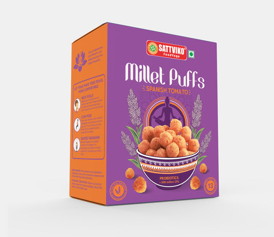 Sattviko FoodYoga Millet Puffs Spanish Tomto 4 packs of 40 gm each