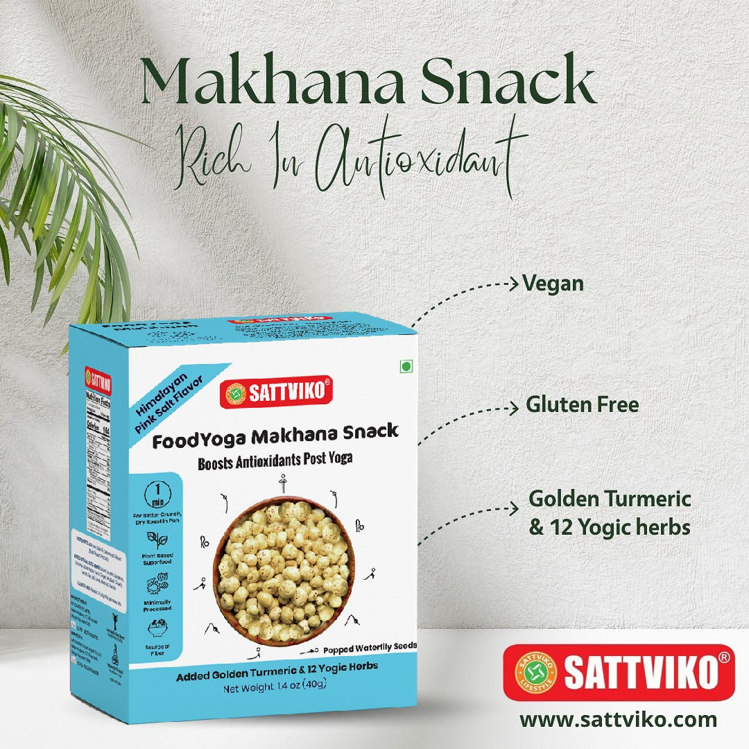Foodyoga Makhana Snack with Antioxidants, Himalayan Pink Salt Flavor, Pack of 4